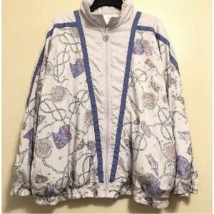 80s Pastel Color Block Windbreaker Track Jacket Vintage ADOLFO SPORT seashell XL